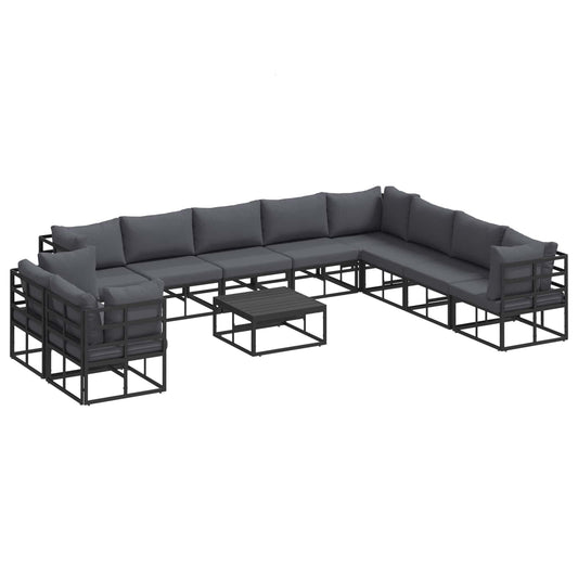 Garden Sofa Set with Cushion 11 pcs Black Aluminium Garden Sofa Set with Cushion 11 pcs Black Aluminium