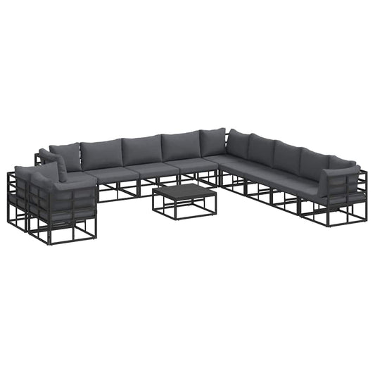 Garden Sofa Set with Cushion 12 pcs Black Aluminium Garden Sofa Set with Cushion 12 pcs Black Aluminium