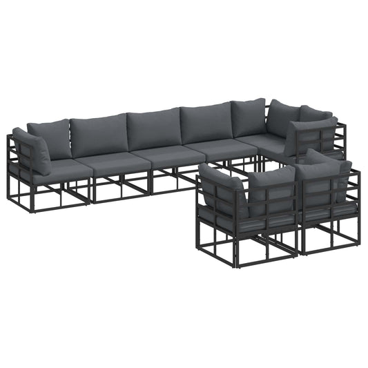 Garden Sofa Set with Cushion 8 pcs Black Aluminium Garden Sofa Set with Cushion 8 pcs Black Aluminium