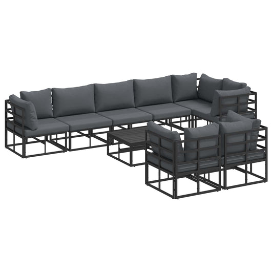 Garden Sofa Set with Cushion 9 pcs Black Aluminium Garden Sofa Set with Cushion 9 pcs Black Aluminium