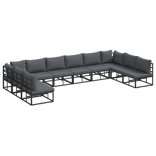 Garden Sofa Set with Cushion 10 pcs Black Aluminium Garden Sofa Set with Cushion 10 pcs Black Aluminium