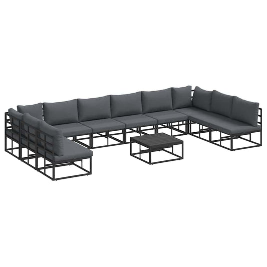 Garden Sofa Set with Cushion 11 pcs Black Aluminium Garden Sofa Set with Cushion 11 pcs Black Aluminium