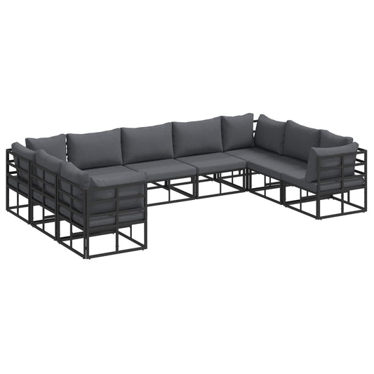 Garden Sofa Set with Cushion 9 pcs Black Aluminium Garden Sofa Set with Cushion 9 pcs Black Aluminium