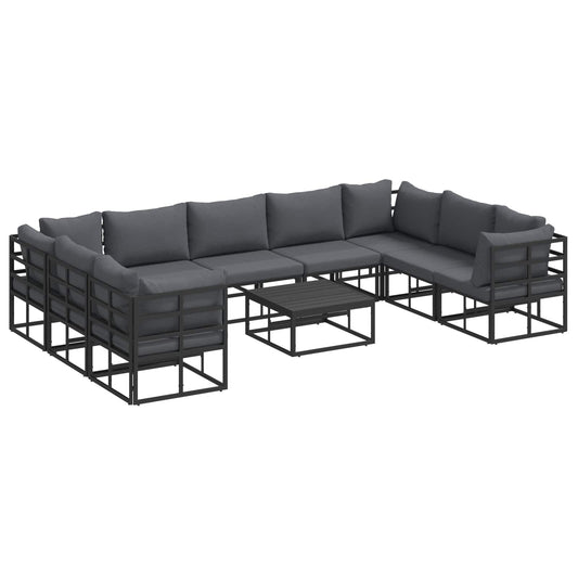 Garden Sofa Set with Cushion 10 pcs Black Aluminium Garden Sofa Set with Cushion 10 pcs Black Aluminium