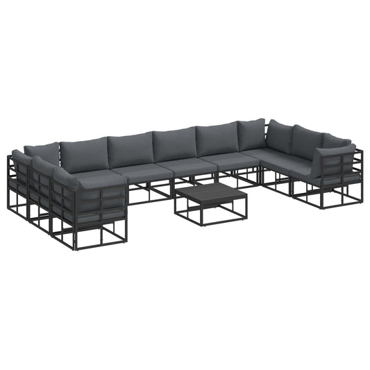 Garden Sofa Set with Cushion 11 pcs Black Aluminium Garden Sofa Set with Cushion 11 pcs Black Aluminium