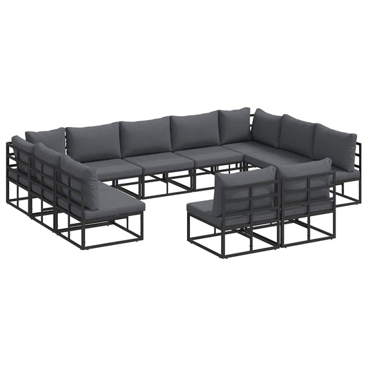 Garden Sofa Set with Cushion 11 pcs Black Aluminium Garden Sofa Set with Cushion 11 pcs Black Aluminium