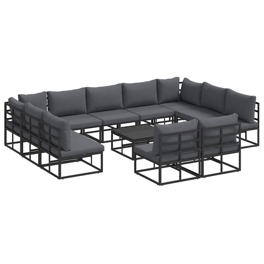 Garden Sofa Set with Cushion 12 pcs Black Aluminium Garden Sofa Set with Cushion 12 pcs Black Aluminium