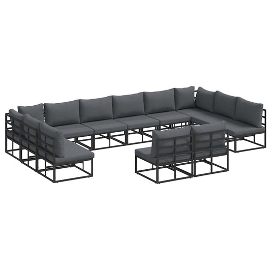 Garden Sofa Set with Cushion 12 pcs Black Aluminium Garden Sofa Set with Cushion 12 pcs Black Aluminium