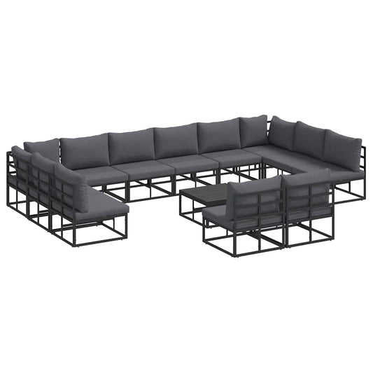 Garden Sofa Set with Cushion 13 pcs Black Aluminium Garden Sofa Set with Cushion 13 pcs Black Aluminium