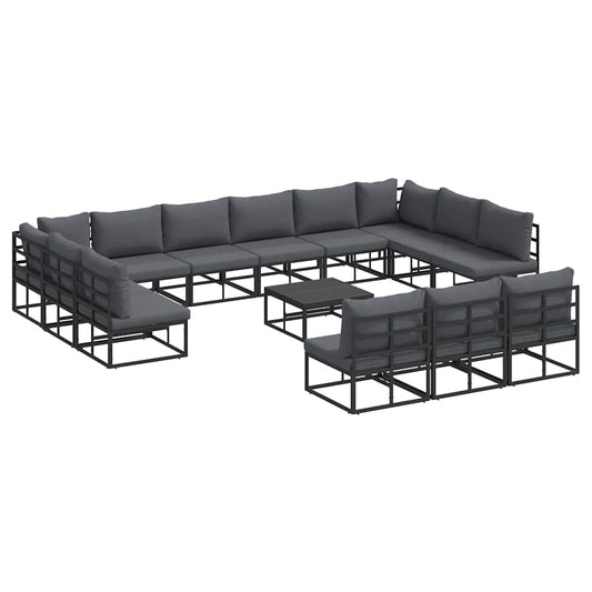 Garden Sofa Set with Cushion 14 pcs Black Aluminium Garden Sofa Set with Cushion 14 pcs Black Aluminium