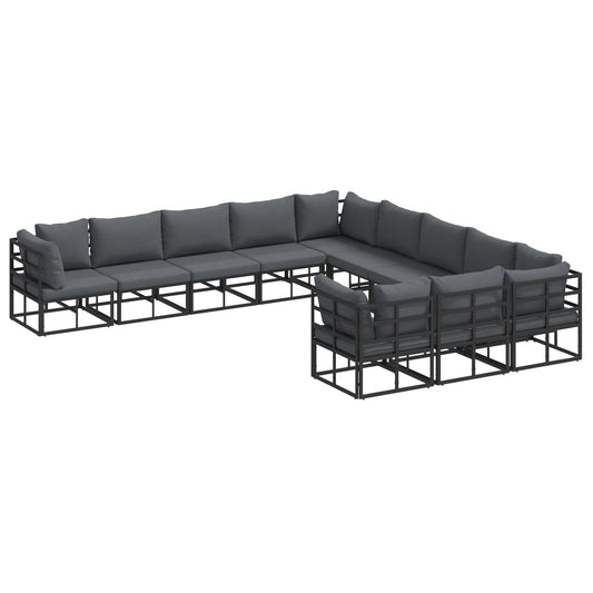 Garden Sofa Set with Cushion 11 pcs Black Aluminium Garden Sofa Set with Cushion 11 pcs Black Aluminium