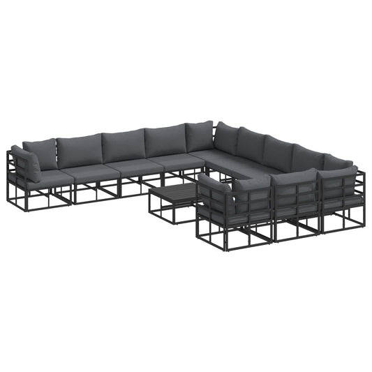 Garden Sofa Set with Cushion 12 pcs Black Aluminium Garden Sofa Set with Cushion 12 pcs Black Aluminium