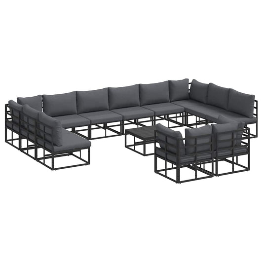 Garden Sofa Set with Cushion 13 pcs Black Aluminium Garden Sofa Set with Cushion 13 pcs Black Aluminium