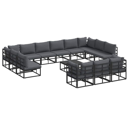 Garden Sofa Set with Cushion 14 pcs Black Aluminium Garden Sofa Set with Cushion 14 pcs Black Aluminium