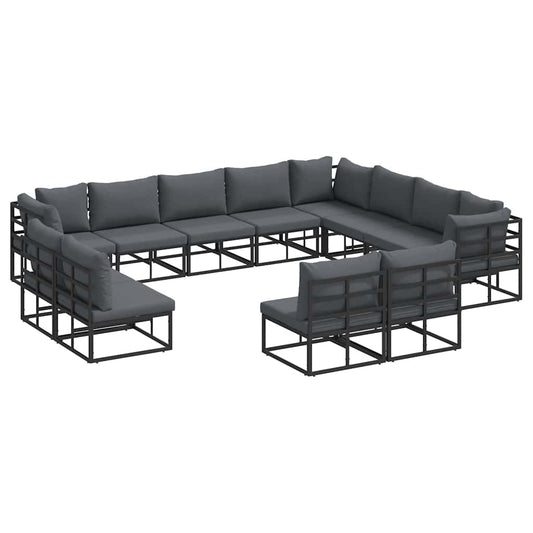 Garden Sofa Set with Cushion 12 pcs Black Aluminium Garden Sofa Set with Cushion 12 pcs Black Aluminium