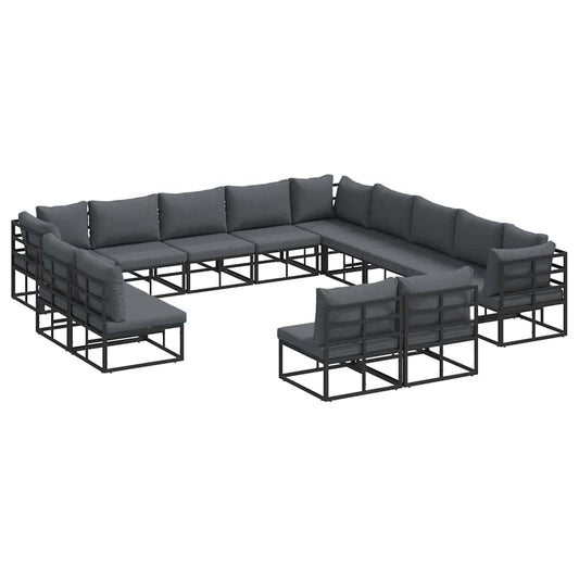 Garden Sofa Set with Cushion 13 pcs Black Aluminium Garden Sofa Set with Cushion 13 pcs Black Aluminium