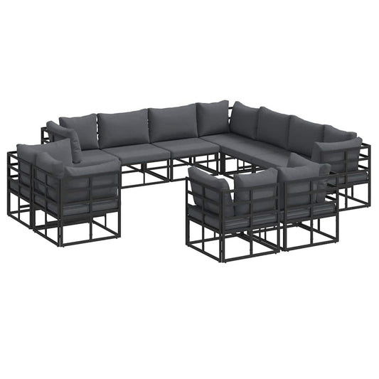 Garden Sofa Set with Cushion 11 pcs Black Aluminium Garden Sofa Set with Cushion 11 pcs Black Aluminium