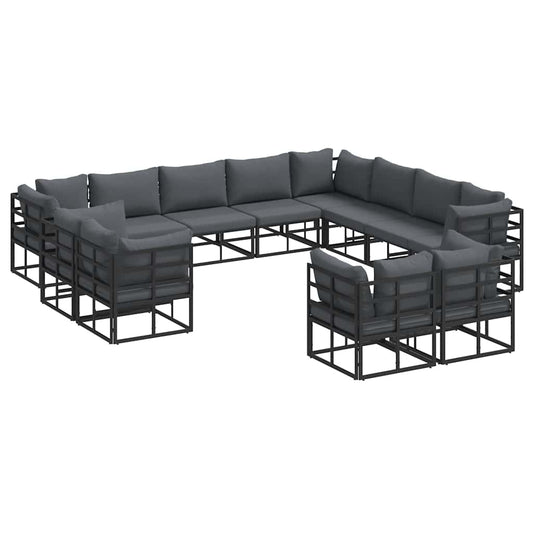 Garden Sofa Set with Cushion 12 pcs Black Aluminium Garden Sofa Set with Cushion 12 pcs Black Aluminium