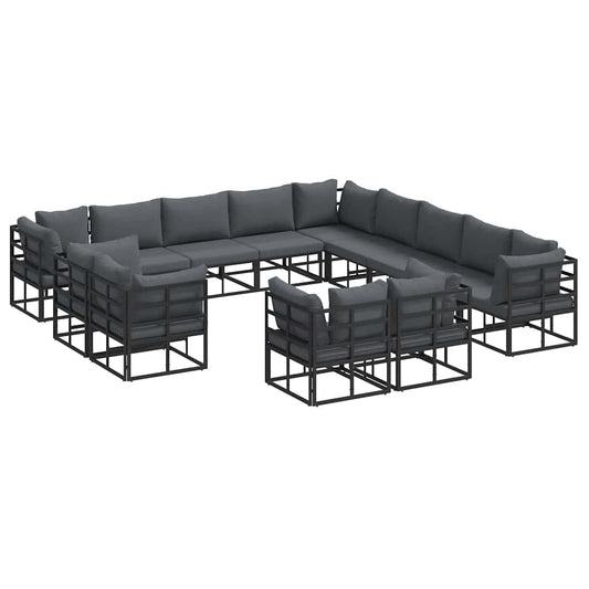 Garden Sofa Set with Cushion 13 pcs Black Aluminium Garden Sofa Set with Cushion 13 pcs Black Aluminium