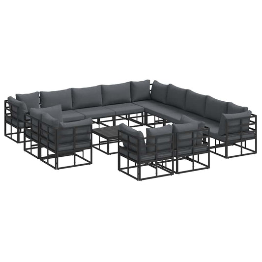 Garden Sofa Set with Cushion 14 pcs Black Aluminium Garden Sofa Set with Cushion 14 pcs Black Aluminium