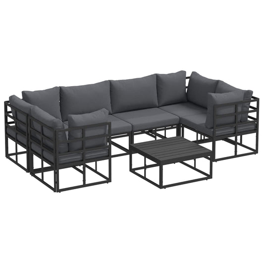 Garden Sofa Set with Cushion 7 pcs Black Aluminium Garden Sofa Set with Cushion 7 pcs Black Aluminium