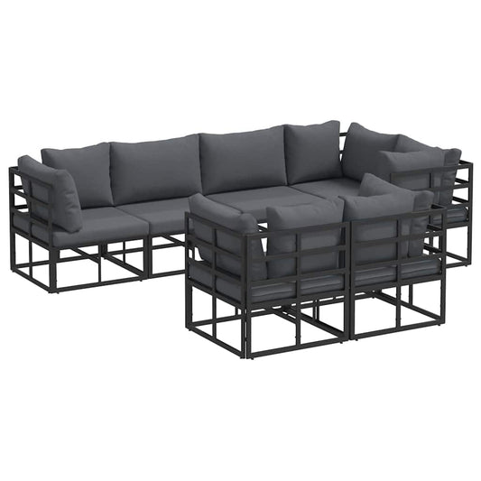 Garden Sofa Set with Cushion 7 pcs Black Steel Garden Sofa Set with Cushion 7 pcs Black Steel