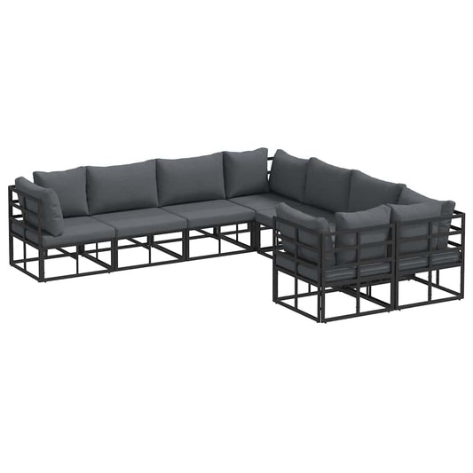 Garden Sofa Set with Cushion 8 pcs Black Steel Garden Sofa Set with Cushion 8 pcs Black Steel