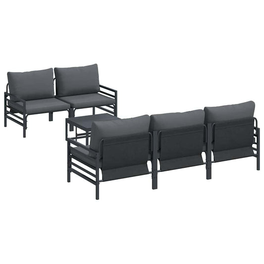 Garden Sofa Set with Cushion 6 pcs Black Steel Garden Sofa Set with Cushion 6 pcs Black Steel