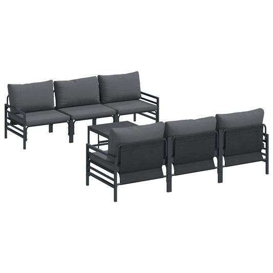 Garden Sofa Set with Cushion 7 pcs Black Steel Garden Sofa Set with Cushion 7 pcs Black Steel