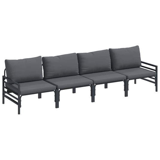 Garden Sofa Set with Cushion 4 pcs Black Steel Garden Sofa Set with Cushion 4 pcs Black Steel