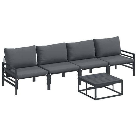 Garden Sofa Set with Cushion 5 pcs Black Steel Garden Sofa Set with Cushion 5 pcs Black Steel