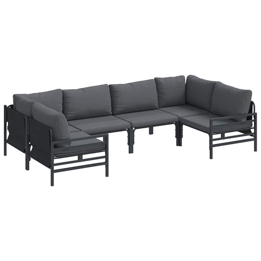 Garden Sofa Set with Cushion 6 pcs Black Steel Garden Sofa Set with Cushion 6 pcs Black Steel
