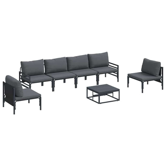Garden Sofa Set with Cushion 7 pcs Black Steel Garden Sofa Set with Cushion 7 pcs Black Steel