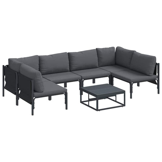 Garden Sofa Set with Cushion 7 pcs Black Steel Garden Sofa Set with Cushion 7 pcs Black Steel