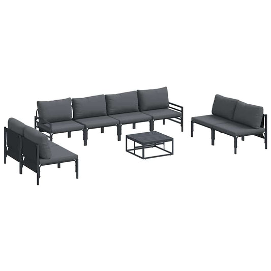 Garden Sofa Set with Cushion 9 pcs Black Steel Garden Sofa Set with Cushion 9 pcs Black Steel
