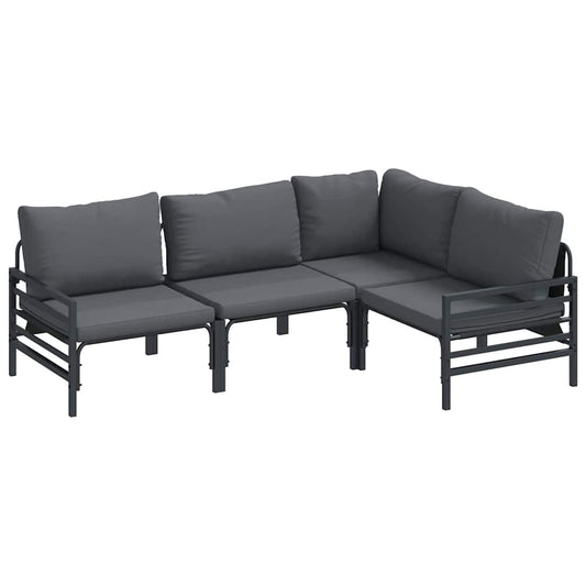 Garden Sofa Set with Cushion 4 pcs Black Steel Garden Sofa Set with Cushion 4 pcs Black Steel