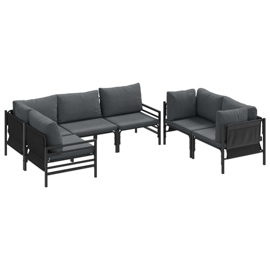 Garden Sofa Set with Cushion 6 pcs Black Steel Garden Sofa Set with Cushion 6 pcs Black Steel