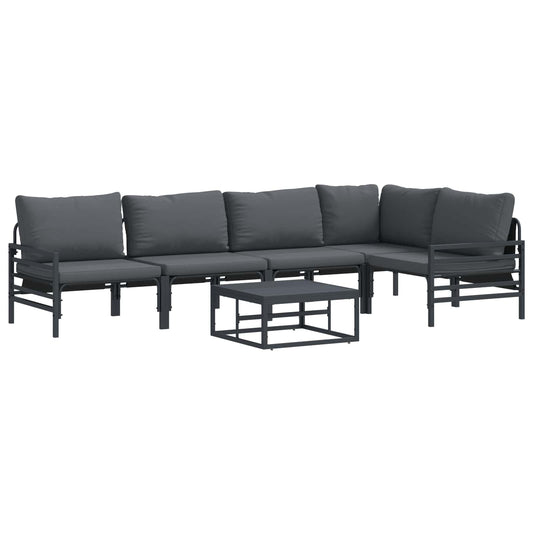 Garden Sofa Set with Cushion 6 pcs Black Steel Garden Sofa Set with Cushion 6 pcs Black Steel