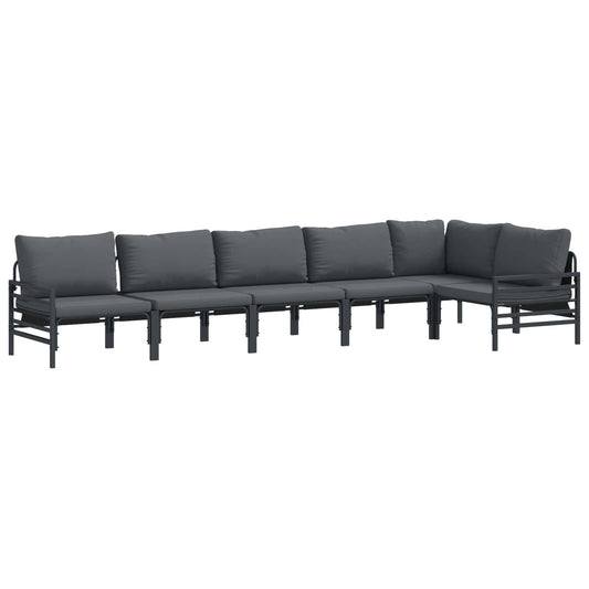 Garden Sofa Set with Cushion 6 pcs Black Steel Garden Sofa Set with Cushion 6 pcs Black Steel