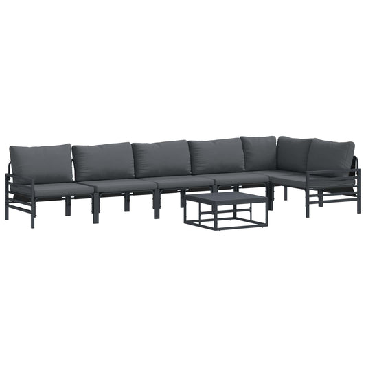 Garden Sofa Set with Cushion 7 pcs Black Steel Garden Sofa Set with Cushion 7 pcs Black Steel