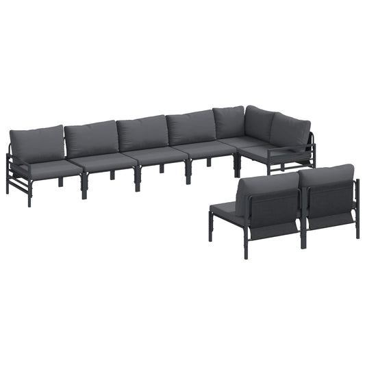 Garden Sofa Set with Cushion 8 pcs Black Steel Garden Sofa Set with Cushion 8 pcs Black Steel