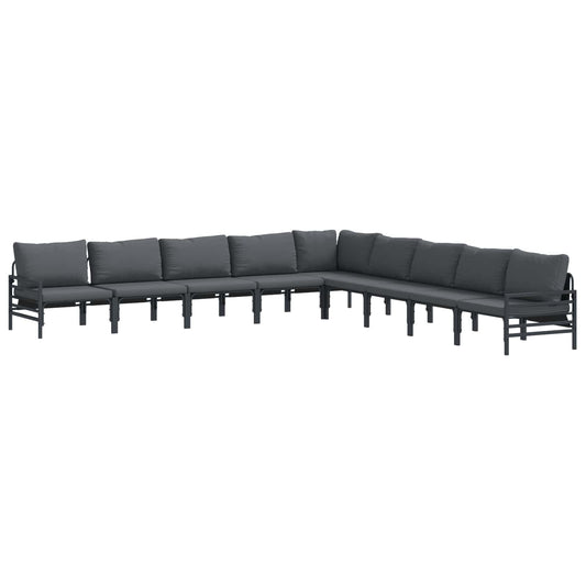 Garden Sofa Set with Cushion 9 pcs Black Steel Garden Sofa Set with Cushion 9 pcs Black Steel