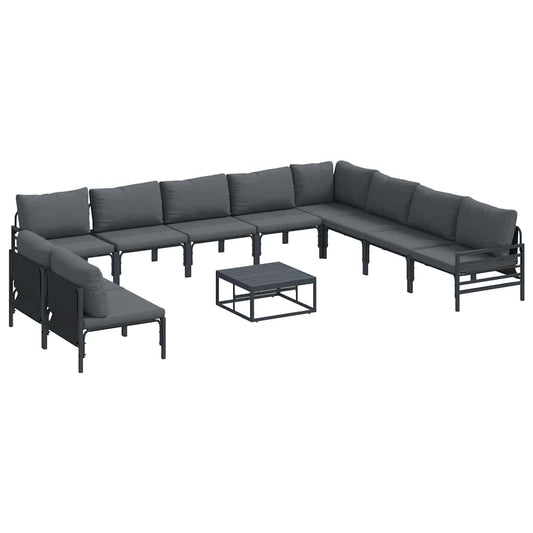 Garden Sofa Set with Cushion 11 pcs Black Steel Garden Sofa Set with Cushion 11 pcs Black Steel