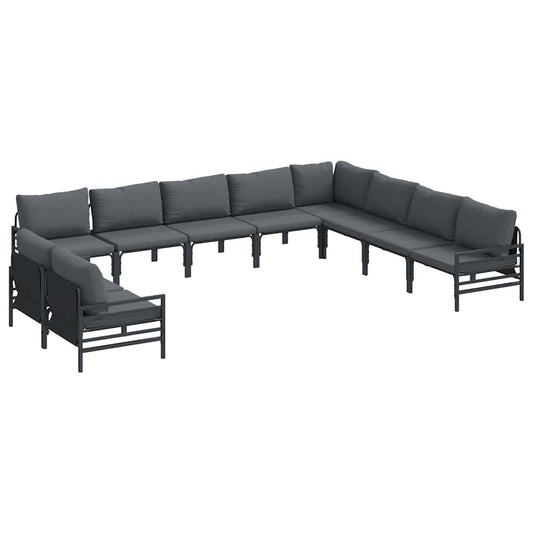 Garden Sofa Set with Cushion 10 pcs Black Steel Garden Sofa Set with Cushion 10 pcs Black Steel