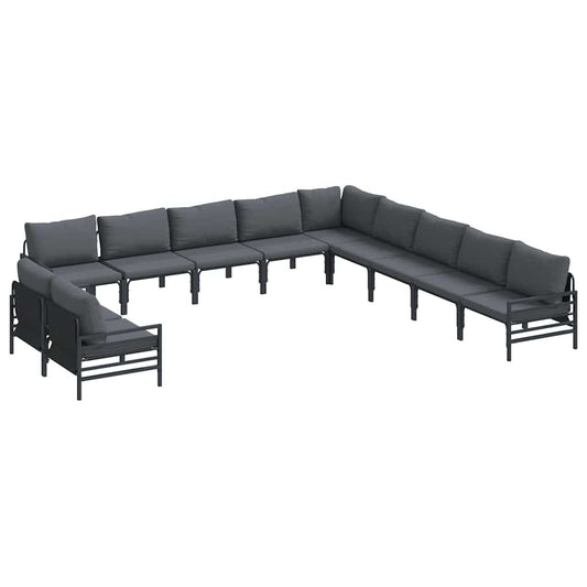 Garden Sofa Set with Cushion 11 pcs Black Steel Garden Sofa Set with Cushion 11 pcs Black Steel
