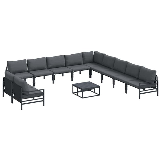 Garden Sofa Set with Cushion 12 pcs Black Steel Garden Sofa Set with Cushion 12 pcs Black Steel