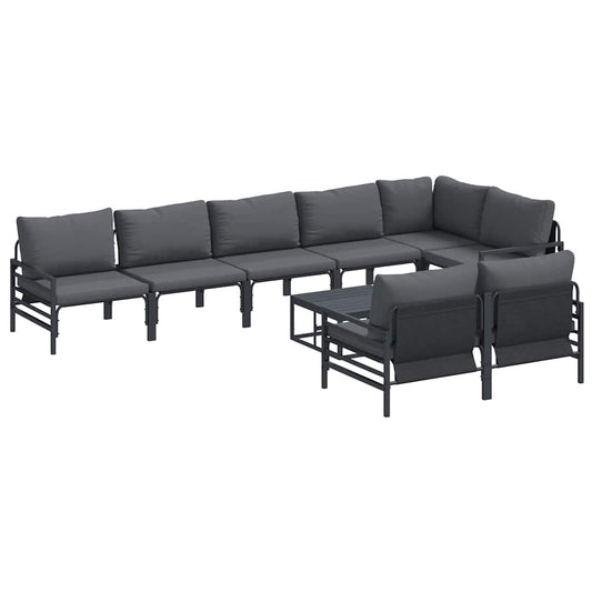 Garden Sofa Set with Cushion 9 pcs Black Steel Garden Sofa Set with Cushion 9 pcs Black Steel