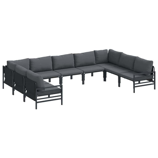 Garden Sofa Set with Cushion 9 pcs Black Steel Garden Sofa Set with Cushion 9 pcs Black Steel