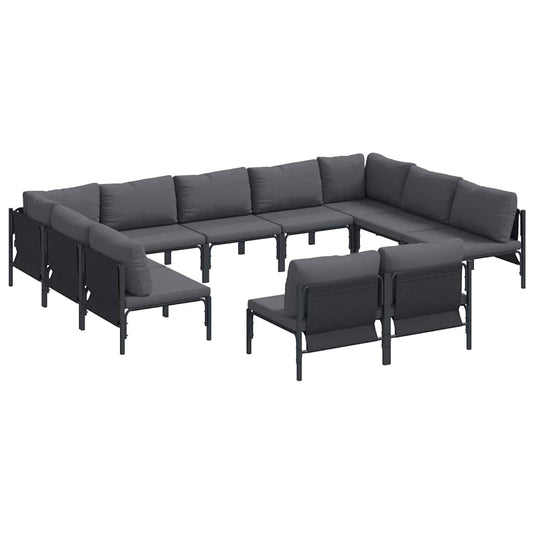 Garden Sofa Set with Cushion 11 pcs Black Steel Garden Sofa Set with Cushion 11 pcs Black Steel