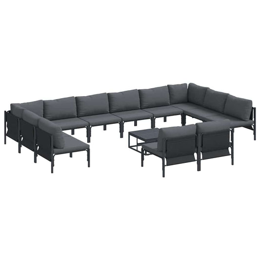 Garden Sofa Set with Cushion 13 pcs Black Steel Garden Sofa Set with Cushion 13 pcs Black Steel